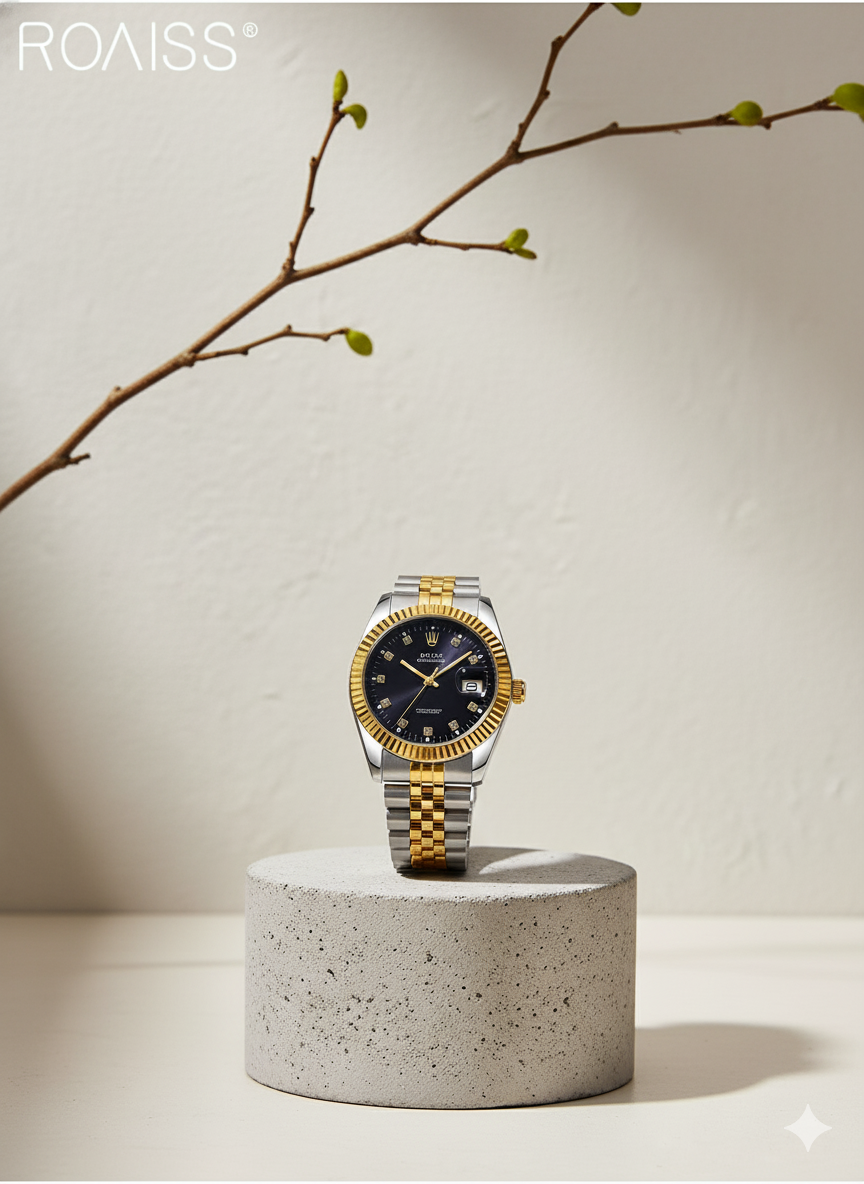 Steel Strap Couple Quartz Watch Set