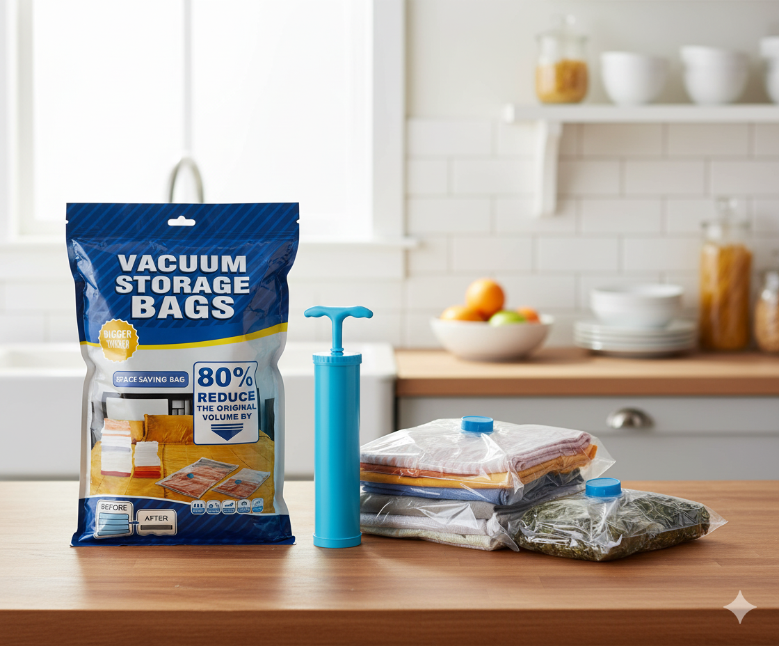 5 Pcs Vacuum Storage Bags with Hand Pump