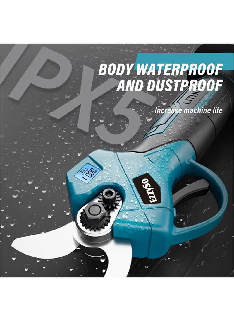 21V Electric Pruning Shears with 2 Batteries, Charger & Blades – Cuts Up to 30MM