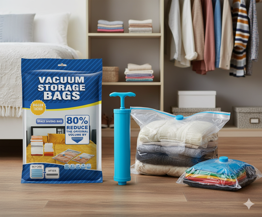 5 Pcs Vacuum Storage Bags with Hand Pump