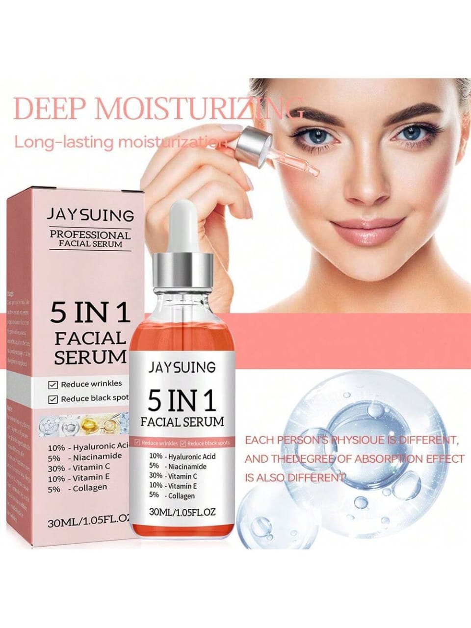 Multi-Use Face Serum (5 in 1) - Anti-Wrinkle, Firming, Spot Lightening, Moisturizing, Nourishing - Skin Beauty Gift Mother's Day Gift