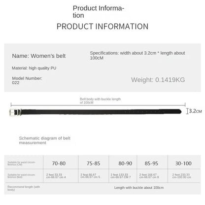 Fashion Women Metal Buckle Belt Classic Style Casual Waist Belt Jeans Trouser Belt Versatile Waistband Waist Decoration